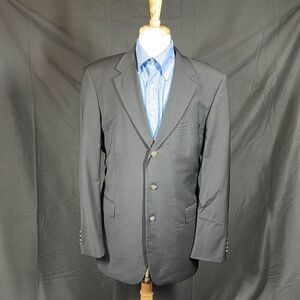 SARAR Blazer Mens 44L Black Wool Three Button Sport Coat‎